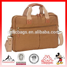 Mens Functional Bag Khaki Canvas Briefcase for Laptop